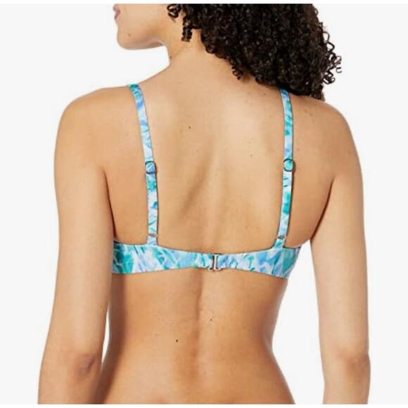 Splendid Graffiti Heart RSC Tie Front Bralete Bikini Top in Blue, Large - Picture 7 of 15